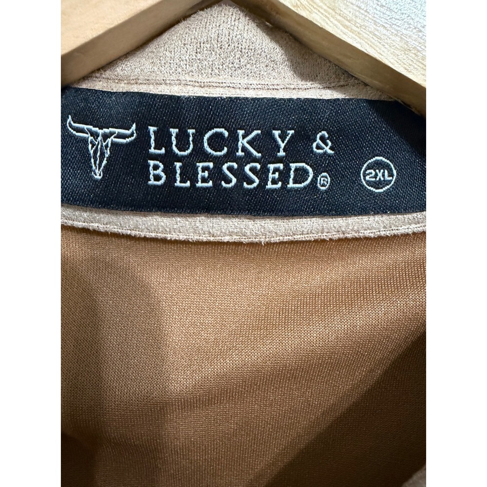 Lucky & Blessed Faux Suede Fringe Western Cropped Jacket Tan Camel 2XL Womens - Picture 4 of 5